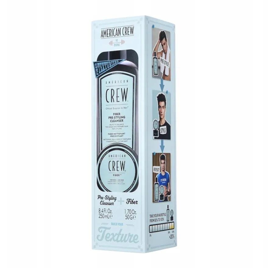 AMERICAN CREW FIBER DUO Zestaw do pielęgnacji włosów, szampon 250 ml + pomada 50 g