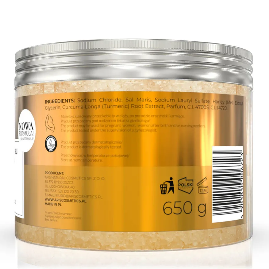 APIS Bogactwo Miodu relaksująca sól do kąpieli z miodem i kurkumą 650g