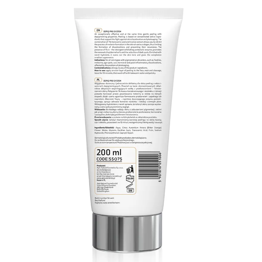 APIS Depiq Pro System Depigmentujący peeling z kwasem traneksamowym 1% i ficyną 200ml