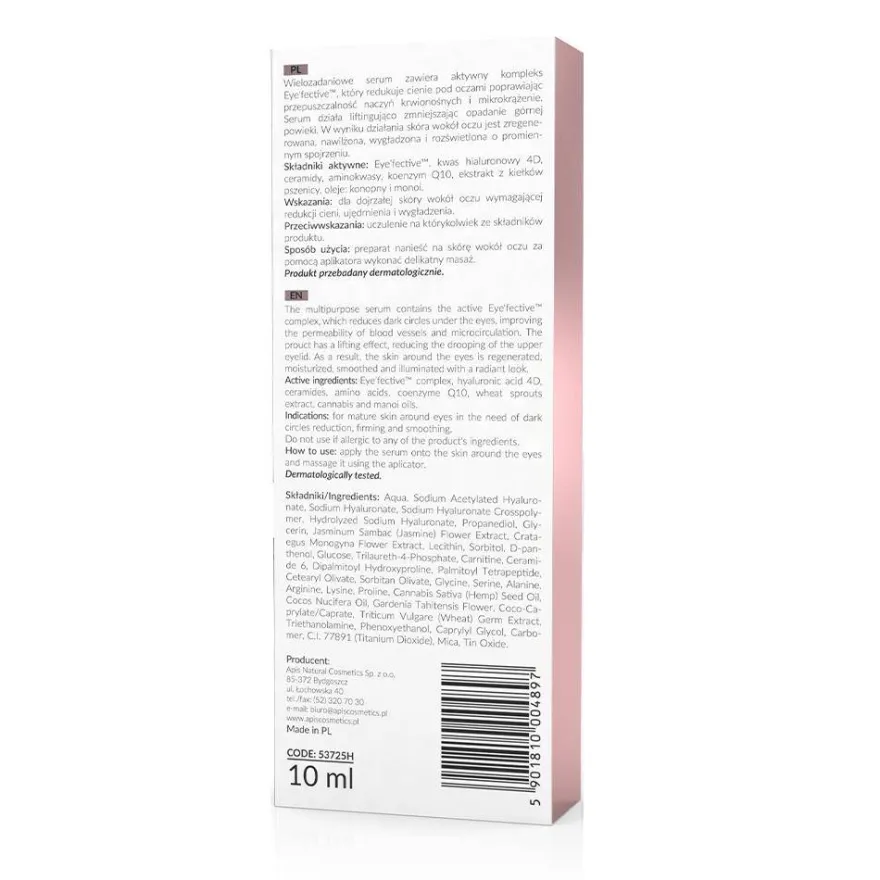 APIS serum pod oczy liftingujące i redukujące cienie z kompleksem Eye'fective 10ml