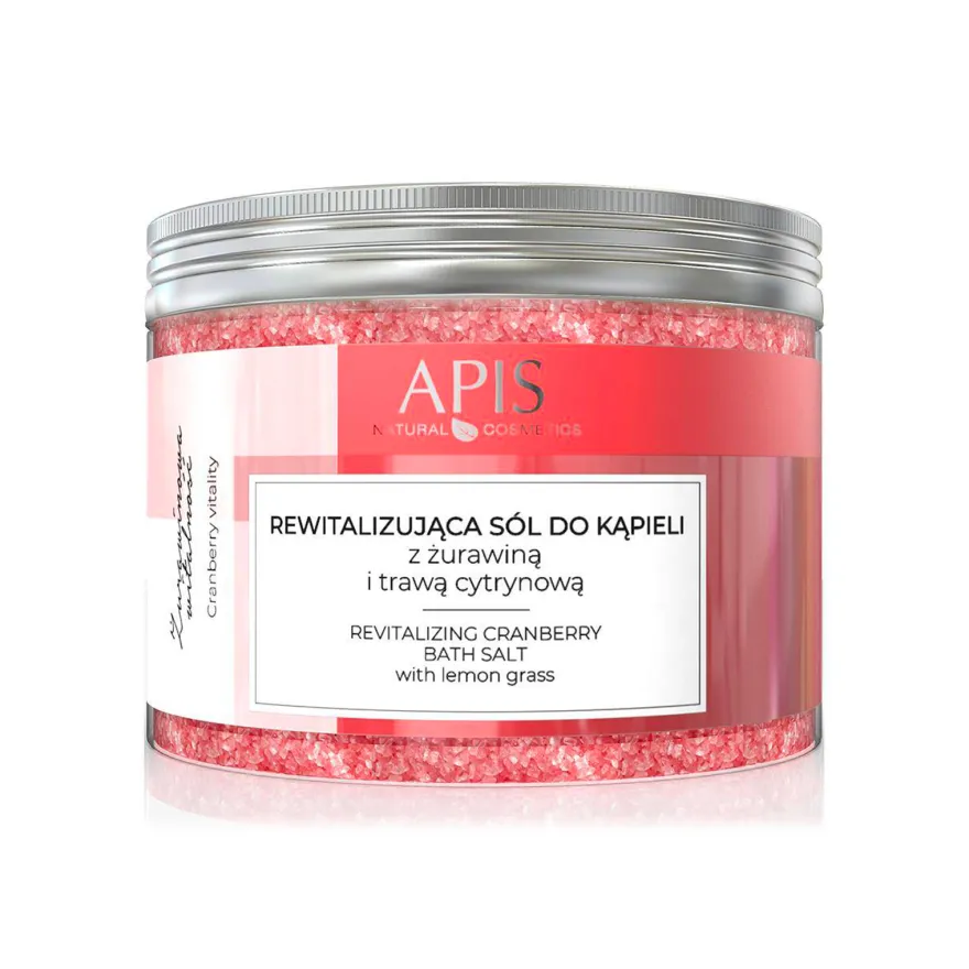 APIS Żurawinowa Witalność rewitalizująca sól do kąpieli z żurawiną i trawą cytrynową 650g