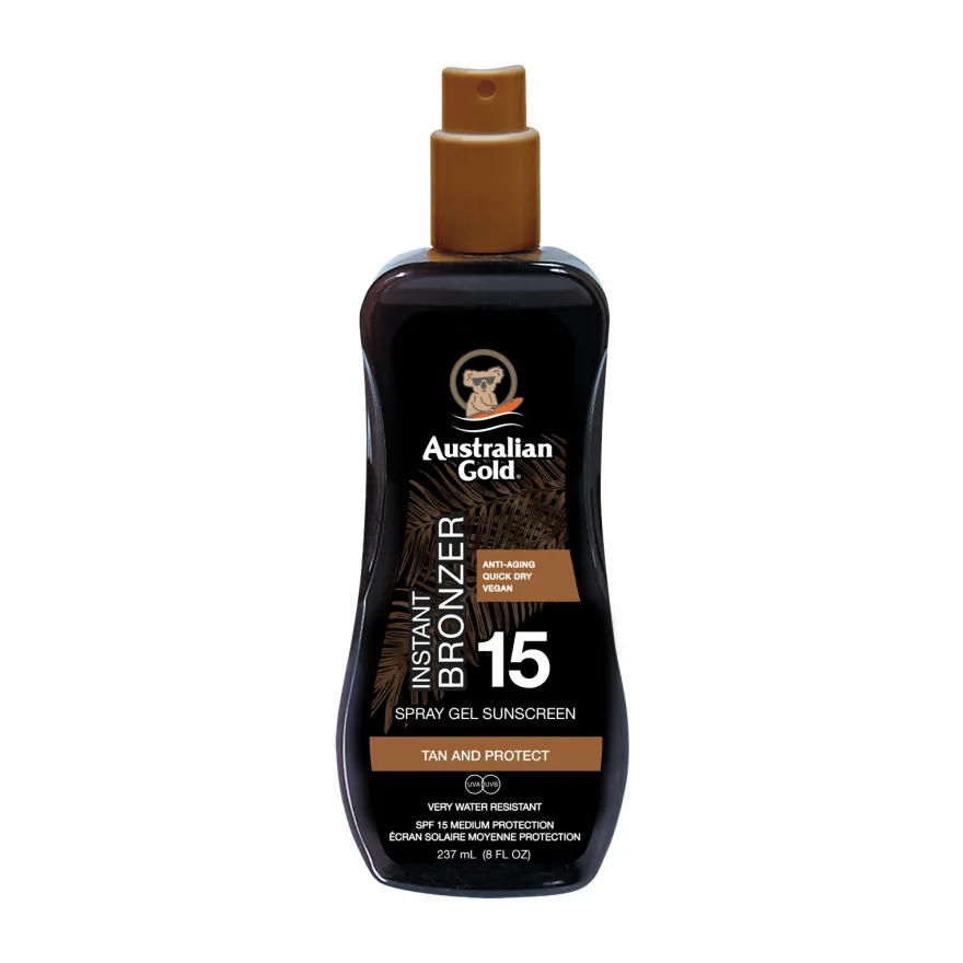 AUSTRALIAN GOLD SPF 15 Spray Gel with Bronzer żel w sprayu do opalania z bronzerem 237ml