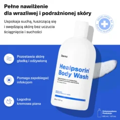 DERMZ Healpsorin żel do mycia twarzy i ciała na AZS i łuszczycę 500ml