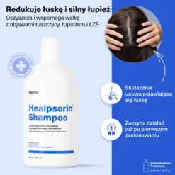 DERMZ Healpsorin szampon na łuszczycę i łojotokowe zapalenie skóry 500ml