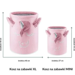 Kosz na zabawki mini Pudrowy Jednorożec