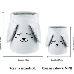 Kosz na zabawki mini Szary Zając