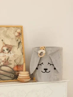 Kosz na zabawki mini Szary Zając