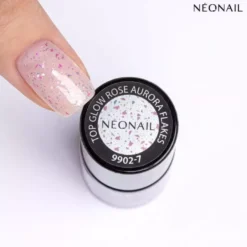 NEONAIL 9902-7 Top hybrydowy 7,2 ml - Top Glow Rose Aurora Flakes