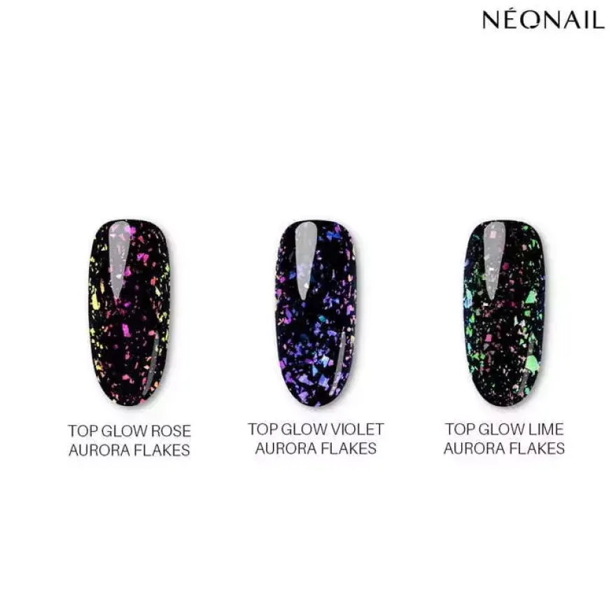 NEONAIL 9902-7 Top hybrydowy 7,2 ml - Top Glow Rose Aurora Flakes