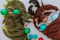 Śpiworek Sleepover Large (190x80cm) - Zielony Dinozaur