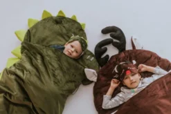 Śpiworek Sleepover Large (190x80cm) - Zielony Dinozaur