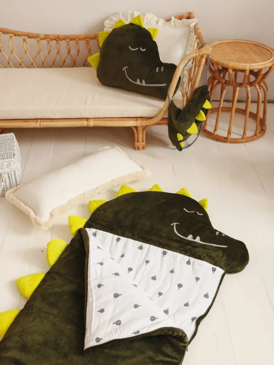 Śpiworek Sleepover Large (190x80cm) - Zielony Dinozaur