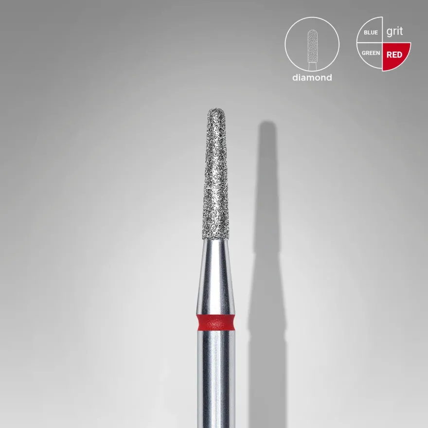 STALEKS EXPERT Frez diamentowy „stożek ścięty” czerwony, średnica 1,8 mm, część robocza 8 mm