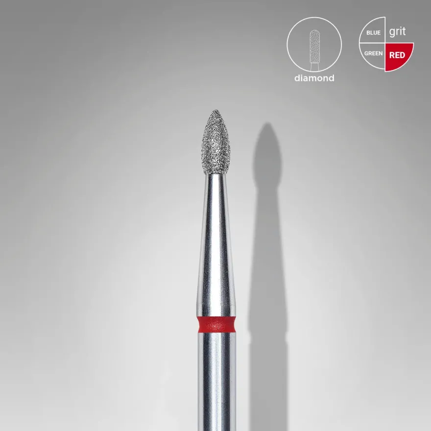 STALEKS EXPERT Frez diamentowy «Pączek ostry» czerwony, średnica 1,8 mm, część robocza 4 mm