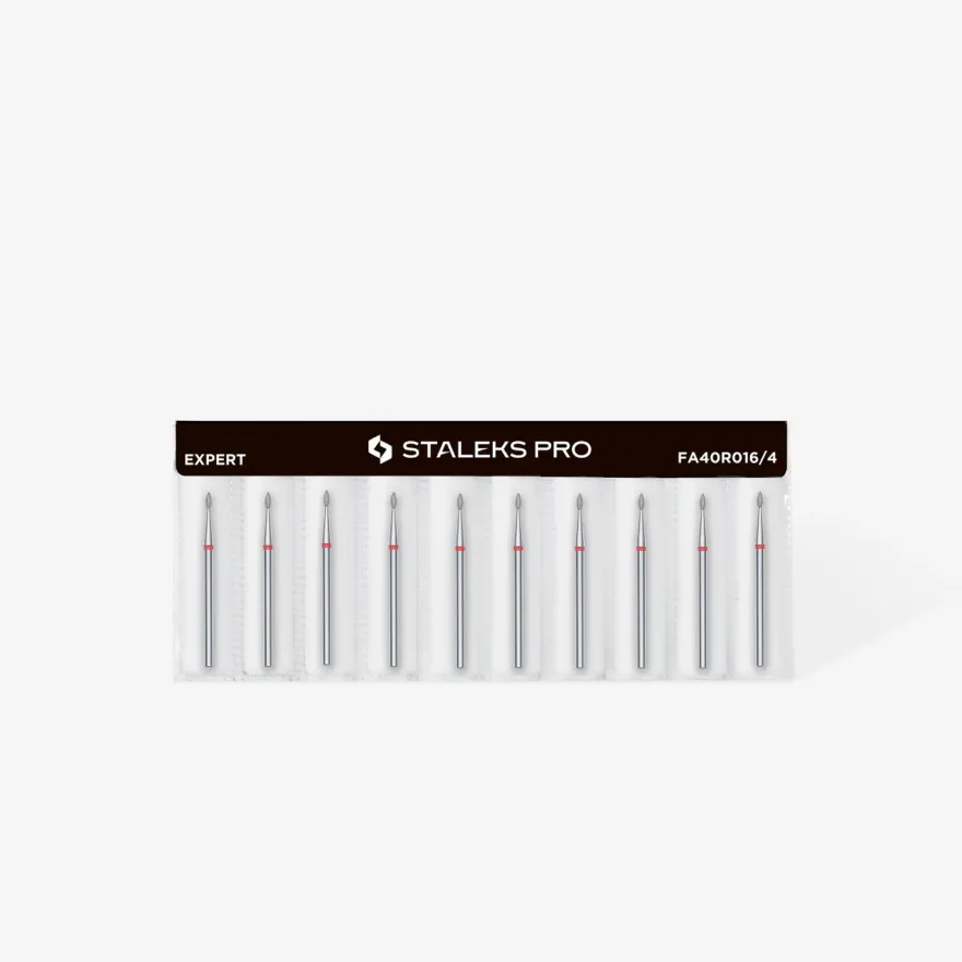 STALEKS EXPERT Frez diamentowy typu „kropla” czerwony, średnica 1,6 mm, część robocza 4 mm