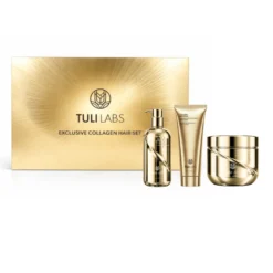 TULI LABS Exclusive Collagen Hair Set - zestaw regenerująco-wygładzający do włosów 3-Pack złoty (szampon, odżywka, maska)