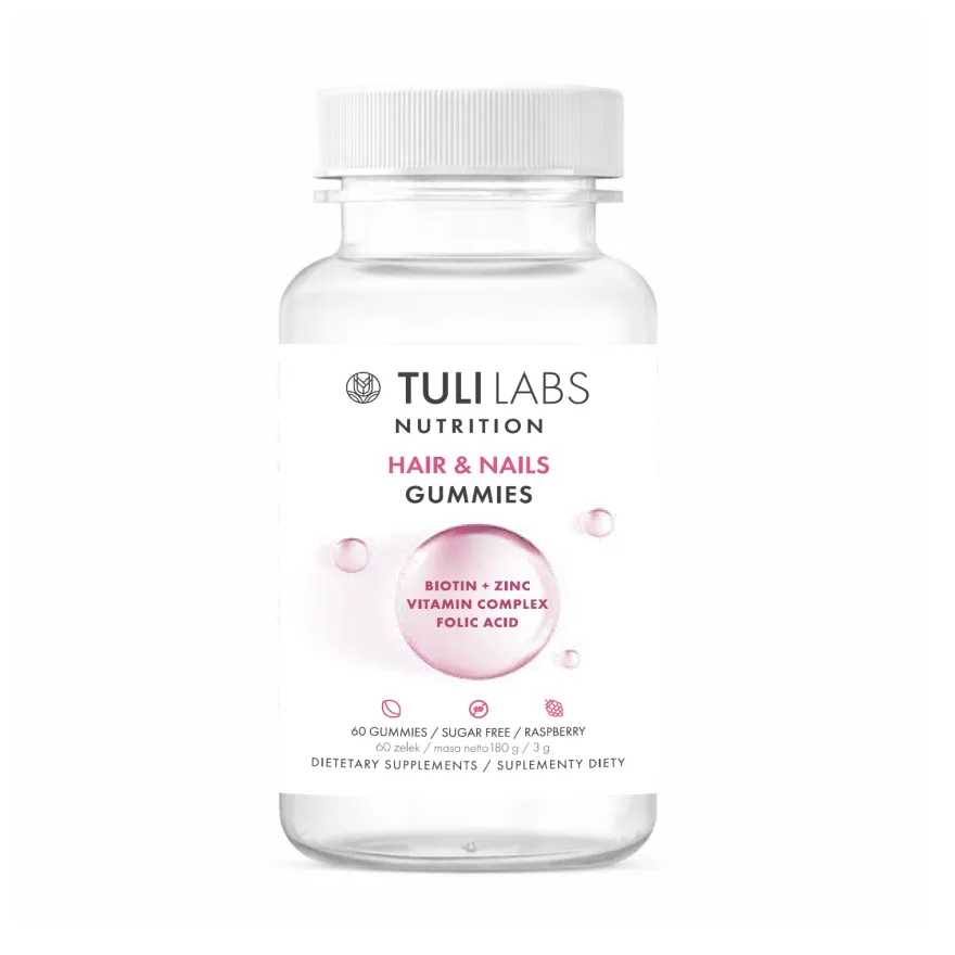 TULI LABS Hair & Nails Gummies - żelki na włosy i paznokcie z biotyną 60szt (180g)