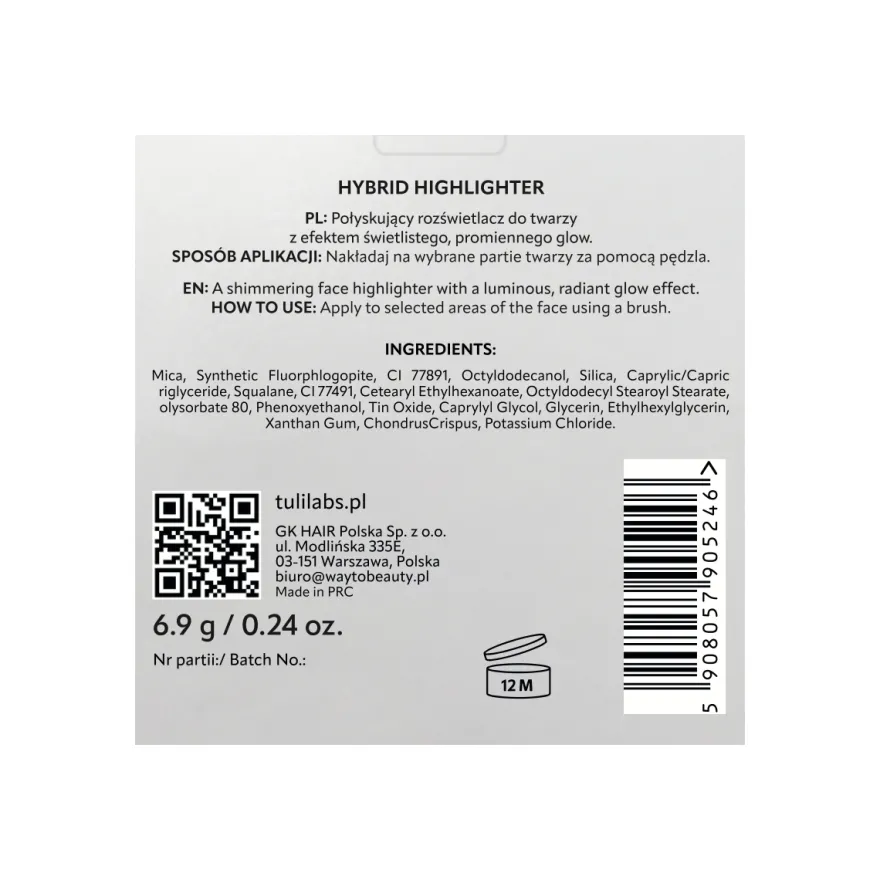 TULI LABS Hybrid Highlighter rozświetlacz do twarzy 6,9g