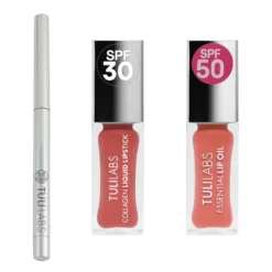 TULI LABS zestaw (kredka do ust 01, pomadka kolagenowa SPF30 Pure Nude 11ml, olejek do ust SPF50 Sweet Carmel 7ml)