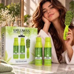 WELLNESS PREMIUM PRODUCTS Intensive zestaw nawilżający do włosów (szampon 500ml | odżywka 500ml | zielona szczotka - mała)