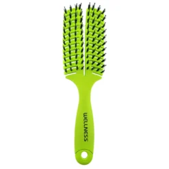 WELLNESS PREMIUM PRODUCTS szczotka do włosów płaska zielona z włosiem dzika - medium