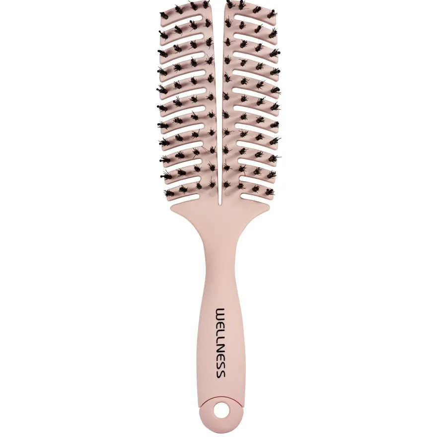 WELLNESS PREMIUM PRODUCTS szczotka do włosów płaska różowa z włosiem dzika - medium
