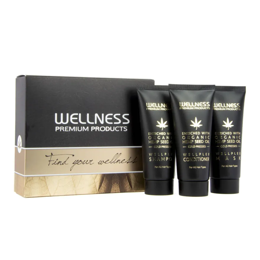 WELLNESS PREMIUM PRODUCTS Wellplex mini zestaw regenerujący do włosów łamliwych (szampon 50ml | odżywka 50ml | maska 50ml)