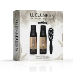 WELLNESS PREMIUM PRODUCTS Wellplex zestaw regenerujący do włosów łamliwych (szampon 500ml | odżywka 500ml | czarna szczotka - mała)