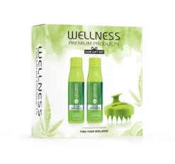 WELLNESS PREMIUM PRODUCTS zestaw zielony (szampon 500ml, odżywka 500ml, zielony masażer do włosów)