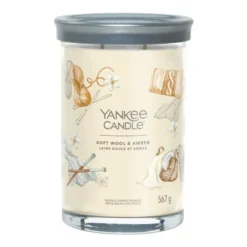 YANKEE CANDLE Soft Wool & Amber tumbler z 2 knotami