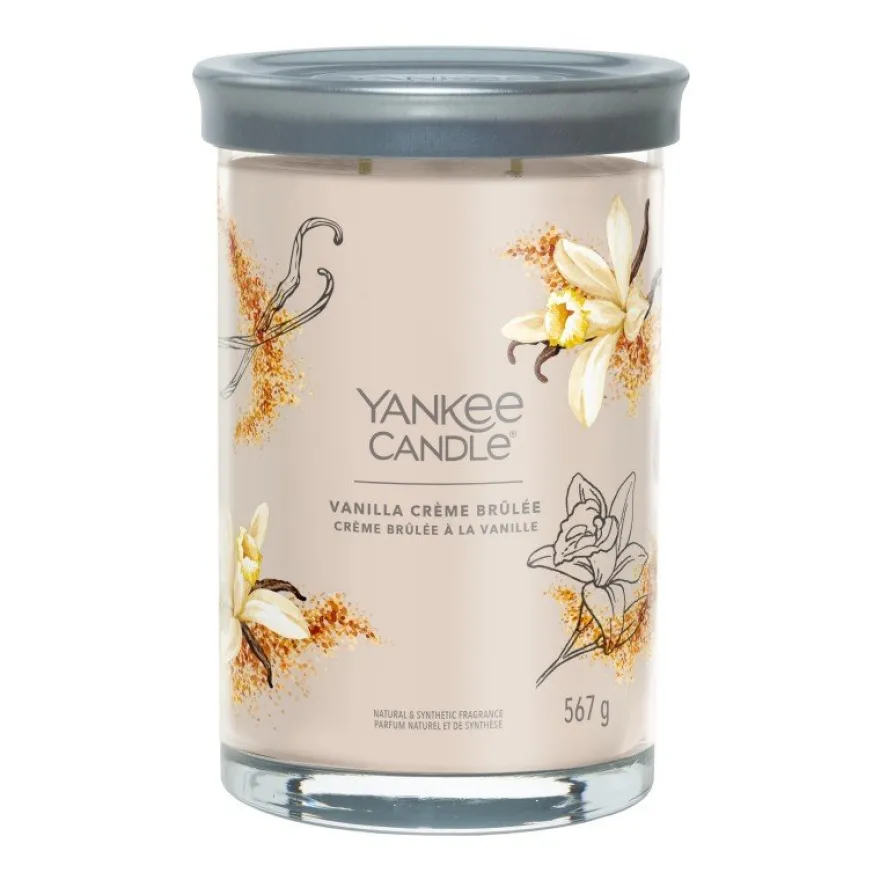 YANKEE CANDLE Vanilla Creme Brulee tumbler z 2 knotami
