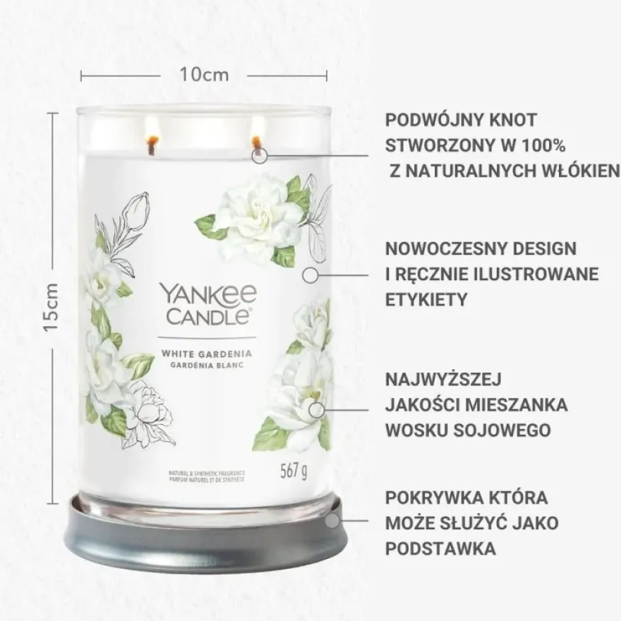 YANKEE CANDLE White Gardenia tumbler z 2 knotami