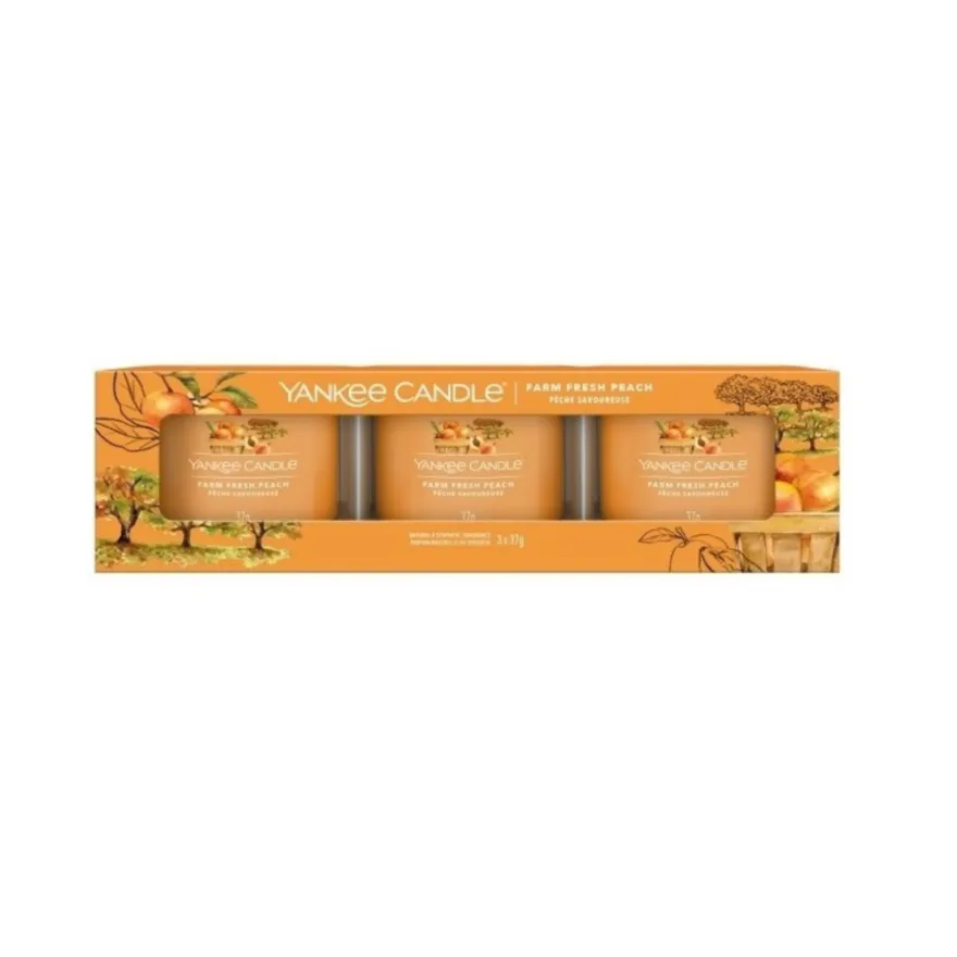 YC Farm Fresh Peach świece mini - 3 pack